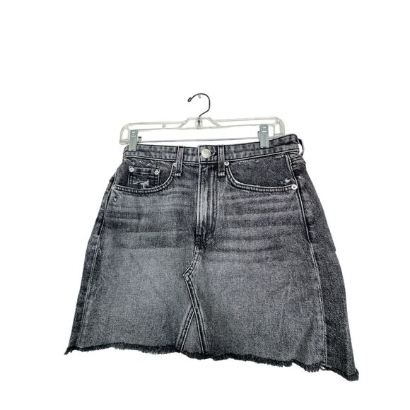 Rag & Bone Women's Gray Denim Mini Skirt Size 27 Frayed Hem Casual - Picture 2 of 5